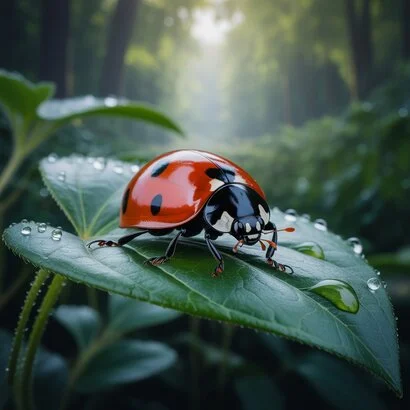 Woman showing stylish ladybugs nails with trendy nail art design