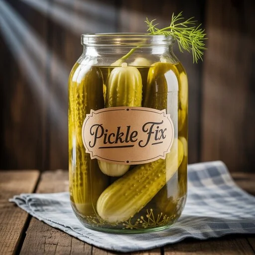 A close-up of a glass jar filled with vibrant green pickles, sealed tightly to demonstrate a successful pickle fix solution.